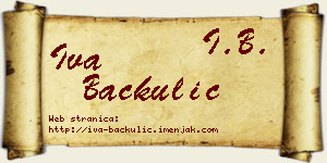 Iva Bačkulić vizit kartica